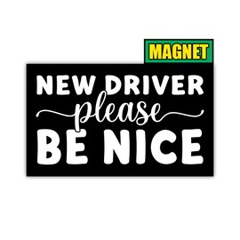 BAVAHA [7.5"x4.5"] New Driver Magnet for Car Please Be Nice Learning to Drive Car Sign Novice Driver Stickers Safety Sign Sarcastic Hilarious Gifts for Newbie Funny Decal for Car Truck Fridge Auto