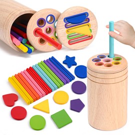 Montessori Toys for 1 2 3 Year Old, Wooden Learning Color Sorting Toys for Toddlers Age 1+, Color Matching Fine Motor Skills Sensory Toys, Preschool Educational Gifts for Boys Girls Baby Aged 1-3