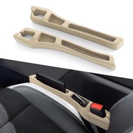 HQRNYP 2PCS No Drop Seat Guard, Car Seat Gap Filler, Multi-Function Car Side Gap Filler for Prevent Items Falling, Universal Auto Blocker Between Seats Auto Organizer Accessories for Most Cars (Beige)