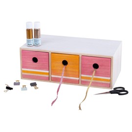 Rayher 62909505 Wooden Chest of Drawers with 3 Drawers, FSC 100%, Natural, 32 x 18 x 11.5 cm