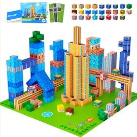 SILYMOLY Magnetic Blocks Mine Magnet World Modern City Edtion, Magnetic Tiles Building Blocks Boys & Girls Toys Age 3-5 4-8 5-7 Sensory Gift for Kids，Magnets Cubes，Upgraded STEM Gift 1.2 Inches
