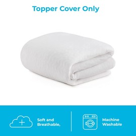 Linenspa 2 Inch Mattress Topper Cover, King – Machine Washable, Breathable, Non Slip Covering with Zipper for Mattress Topper - Cover Only, White