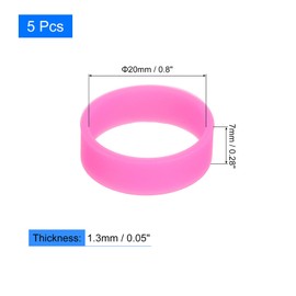uxcell 5Pcs Silicone Rubber Bands, 20x7mm Rubber Bands Rings Cable Ties Strong Elastic Bands Non-slip for Cord Wrapping Bag Wraps, Pink