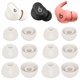 IiEXCEL 6 Pairs Studio Buds+ Ear Tips, Replacement S/M/L 3 Size Soft Rubber Silicone Flexible Eartips Skin Cover Fit in Case Accessories Compatible with Beats Solo Buds/Studio Buds/Fit Pro - Ivory