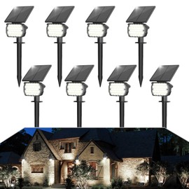 VOLISUN Solar Spotlight Outdoor, IP67 Waterproof Solar Landscape Spot Lights，Uplights for Yard Garden Pathway - 8 Pack (Cool White) 27 LED 3 Lighting Modes