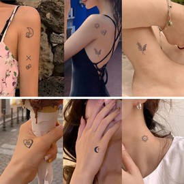 Coollooda 75 Pcs Set Tattoo Stickers, Tattoo Stickers, Waterproof, Durable, Fashionable, Cute, Women's, Tattoo Stickers, Easy to Apply on Arms, Legs, Body, Chest, Shoulders, Back