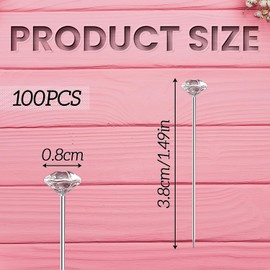 Tabanzhe Diamond Head Pins-100PCS 1.5 Inch Diamante Straight Pins for Flower Wedding Bouquet Corsages Sewing Jewelry Decoration DIY Craft
