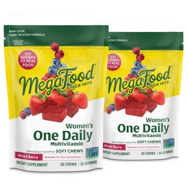 MegaFood MegaFood Women's One Daily Multivitamin Soft Chews - Multivitamin for Women with Folate, Vitamin B6, B12, Biotin, Vitamin D - Delicious Mixed Berry Flavor - Vegetarian, Non-GMO - 30 Chews, 2 Pack