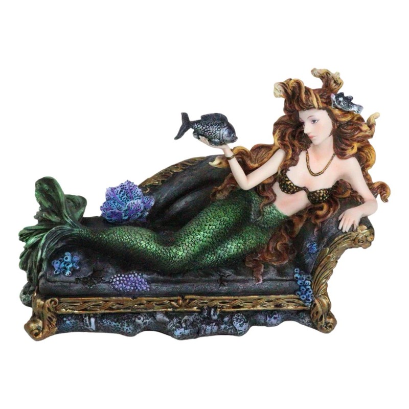 Queen Of Atlantis Siren Mermaid With Fish Resting On Sea