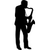 Saxophone Player Silhouette- Musician Vinyl Wall Decal (Dark Brown)