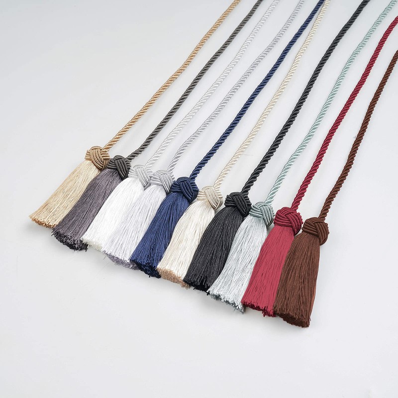 Pretty Jolly 4 Pack Double-ended Tassel Curtain Tiebacks Handmade Braided