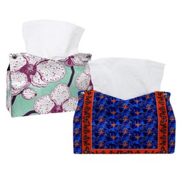 2 Pack Tissue Box Cover Holder, Butterflys Print Rectangle Leather Tissue Case, Decorative Organizer for Tabletop, Bathroom, Car, Office