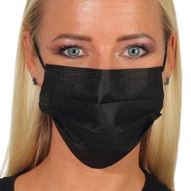 50 Masks 3-Ply Disposable Face Masks, Mouth Cover Face Mask Black 31
