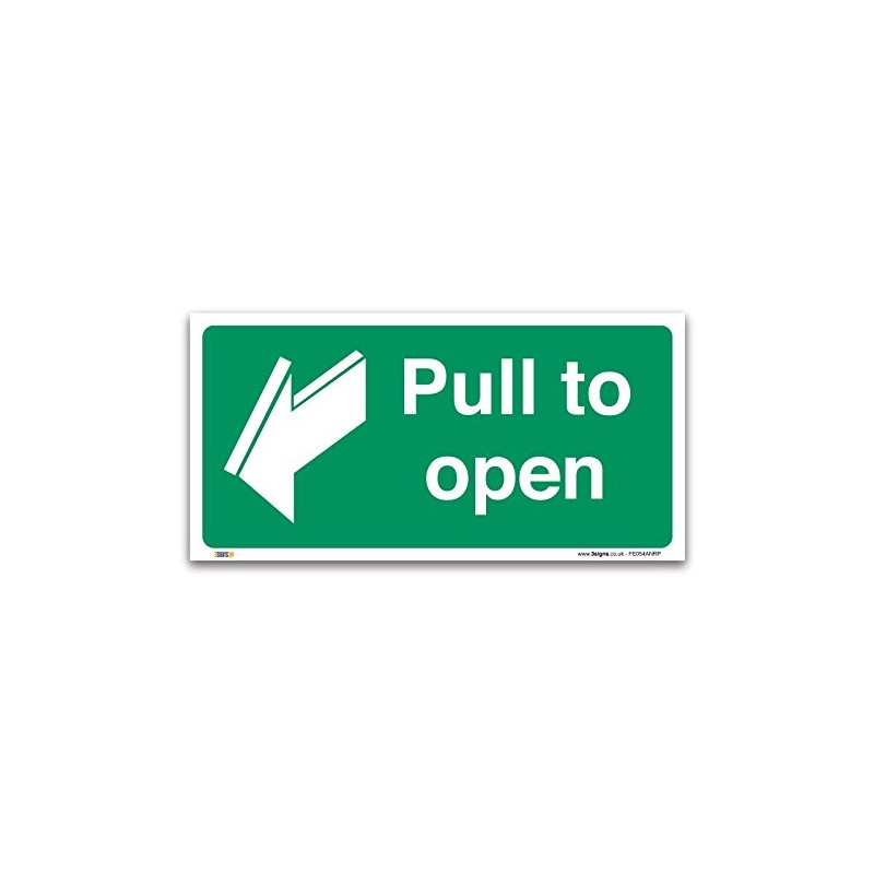 Pack of 2 Pull to open Fire exit Signs, 1mm