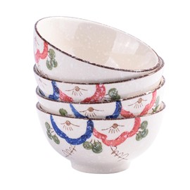 Whitenesser Japanese Rice Bowls, 5 Inch Ceramic Sushi Bowl Set of 4 (wc)