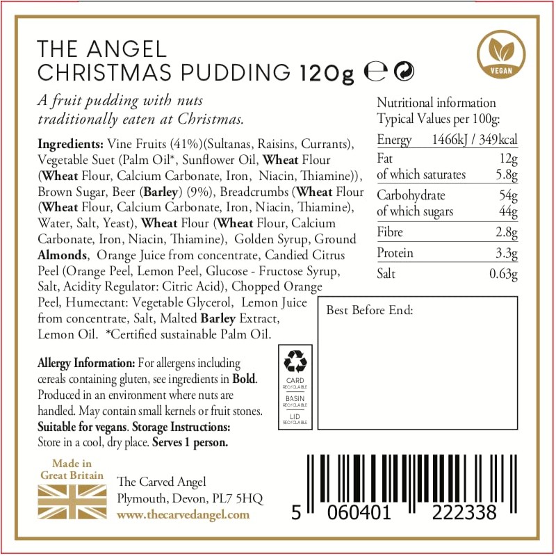 The Carved Angel - The ‘Angel’ Traditional Christmas Pudding with