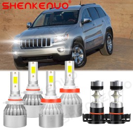 SHENKENUO For Jeep Grand Cherokee 2011 2012 2013 LED Headlight High-Low+Fog Lights Bulbs
