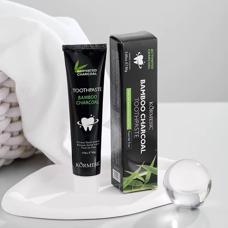 Bamboo Activated Charcoal Toothpaste - 85g - Natural Teeth Whitening,