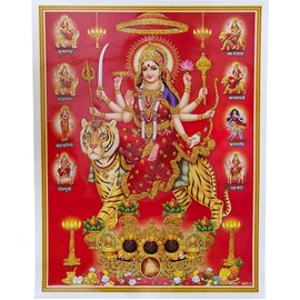 Rastogi Handicraft Best Of Indian Reprint Hindu God Poster/Picture With Unframed (Durga-Ji-Navaroop-11 X9)