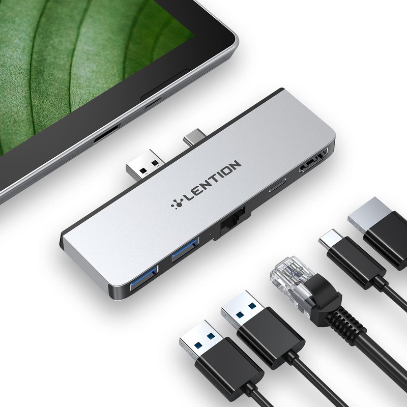 LENTION 5-in-1 USB C Hub for Surface Pro 7 Only,