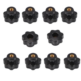 Sopepoyie M8 Star Through Hole Knob Female Thread Nut Clamping Knob Grip Assortment Kit, 10pcs, M8X31, Black Plastic, Star Knob