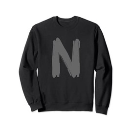 Creative Bold Dark Grey Letter N - Alphabet - Marker Design Sweatshirt
