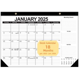 CYLHCM Desk Calendar 2025-2026, Desktop Monthly Planner 18 Months17" × 11.5" Desktop Calendar from Jan. 2025 to Jun. 2026 Perfect for Your Home School Office Desk Calendar