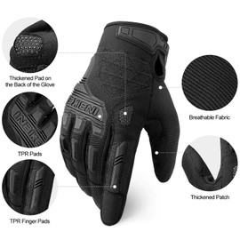 INBIKE MTB Gloves Men's Summer Full Finger Cycling Gloves Long Motocross Breathable Touchscreen Non-Slip Cycling Gloves for Cycling Mountain Bike Road Bike Black S