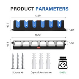 Vertical Fishing Rod Holders Wall-Mounted – Simple Deluxe Fishing Rod Rack, Great Fishing Pole Holder and Rack for Garage, Fishing Pole Holder Holds Up to 6 Rods or Combos, 1 Pair Blue