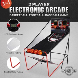 Lancaster 2-Player Indoor Basketball, Football & Baseball Arcade Game w/LED Scorekeeper