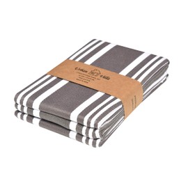 Urban Villa Kitchen Towels 100% Cotton Dish Towels for Kitchen (Set of 3) 20”x30” Dish Cloths Highly Absorbent Kitchen Linen Set with Hanging Loop Perfect for Drying Dishes Cleaning Towels-Grey White