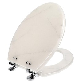 Solutions Deluxe Resin Marble Decorative Elongated Toilet Seat - Modern Home Design, No Slam, Slow Close