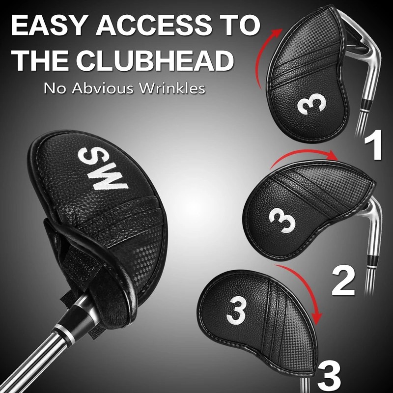 Golf Iron Head Covers Numbers Synthetic Leather Headcover Deluxe Value