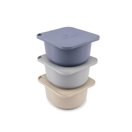 Babadoh Pizza Making Accessories | BIG Pizza Dough Proofing Containers with Lids | Set of 3 | Multi Blue (1 Dough, 1 Smoke, 1 Steel) | Big Size (make 12-16" Pizzas)