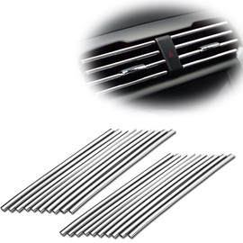 Pack of 20 Car Air Vent Decoration, Car Styling Ventilation Grille Trim, Car Accessories Interior, Multicoloured Decorative Strips for Most Air Vents (Silver)