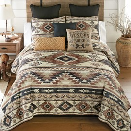 BLACK FOREST DECOR Canyon Southwest Geometric Quilt Bed Set - King Size Desert-Inspired Bedding with Cotton/Poly Fill and Bold Geometric Patterns