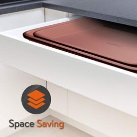 Nonstick Cookie Sheet Baking Pan - 2pc Large & Medium Metal Oven Baking Tray, Professional Quality Kitchen Cooking Non-Stick Bake Trays w/ Rimmed Borders, Guaranteed NOT to Warp - NutriChef NC2TRRG