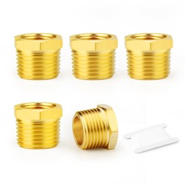 GORAGUCHI 10PCS Brass Reducer Hex Bushing Threaded Pipe Fitting, 1/4" NPT Male x 1/8" NPT Female, Reducing Pipe Adapter Fitting, for Air/Fuel/Water/Gas/Oil