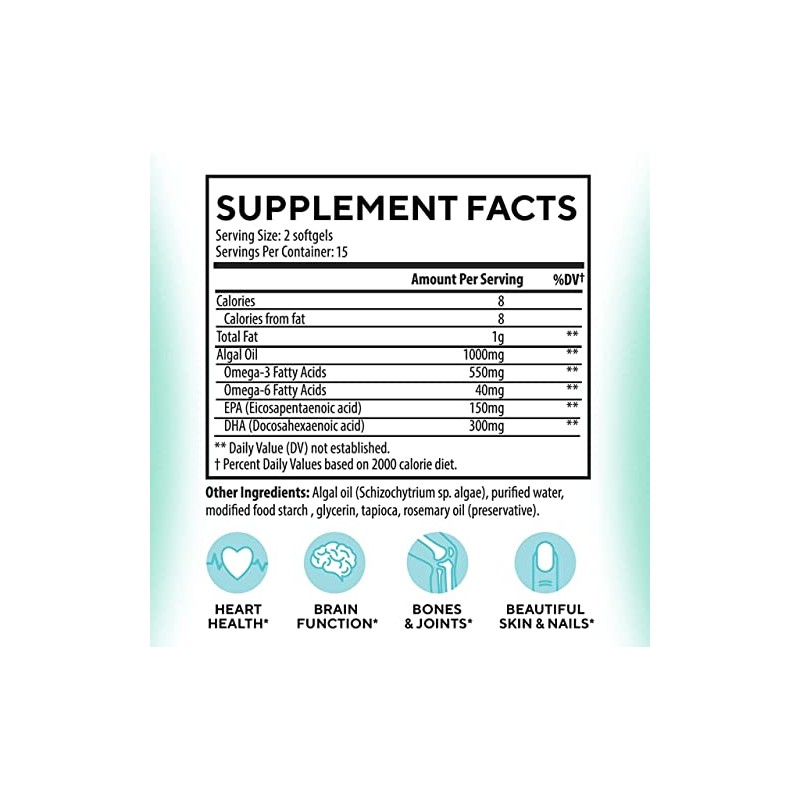 Vegan Omega 3 DHA & EPA Supplement - Algae Omega-3
