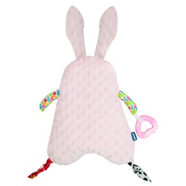 Qchomee Baby Sensory Teething Toys Newborn Soother Towel Baby Comforters Blanket with Adorable Animal Teether Soft Snuggle Sleeping Security Blanket Saliva Bib for Unisex Baby Gifts