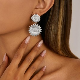 Gold Sunflower Earrings Chunky Gold Earrings Larger Flower Earring Jewelry Gift