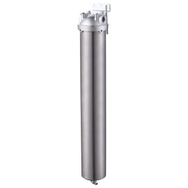Amwater NSF/ANSI 42 Stainless Steel Whole House Water Filter Housing, 20" x 2.5" Sediment Water Filter System for Heavy Duty, Well & City Water, 1" NPT Port, Drain Valve Style A