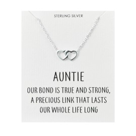 Philip Jones Sterling Silver Auntie Quote Heart Link Necklace