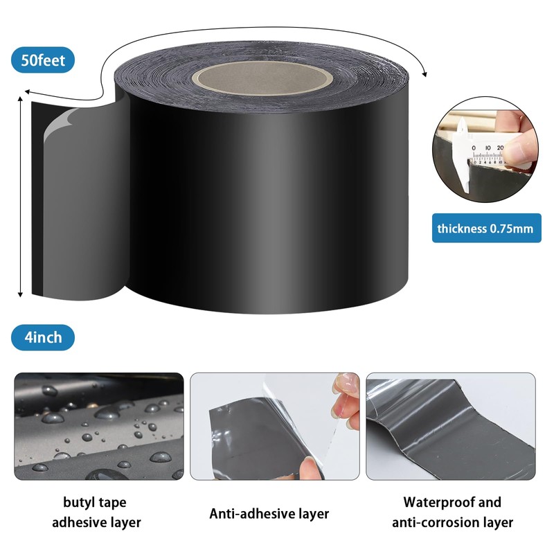 Heelos Joist Tape for Decking 4"×50,2 Pack Weather-Resistant Deck Joist