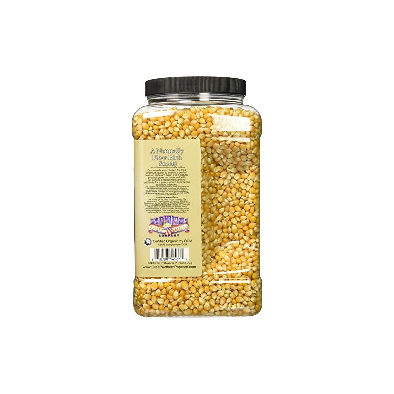 Organic Popcorn Kernels - 7lbs Resealable Bulk Jug of Gourmet