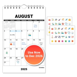 CRANBURY Mini Wall Calendar 2025-2026, Bonus Stickers, Small Calendar Use Now to Dec 2026, 5.5x8.5" Perfect Size to Hang On Wall & Desk, Little Appointment Calendar for Office, School, Academic Year
