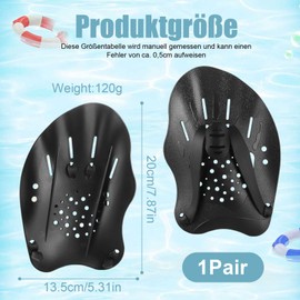 1 Paar Hand Paddles Schwimmen，Schwimmpaddel Erwachsene，Flossen Erwachsene, Schwimmhilfe mit Verstellbaren Riemen, Schwimmflossen für Schwimmer