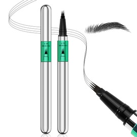 Apooliy Microblading Augenbrauenstift,wasserfester Augenbrauenstift Micro 4 Point Brow Pen, Augenbrauen-Makeup-Stift für Frauen,um mühelos Haare wie natürliche Augenbrauen zu kreieren,lang anhaltend