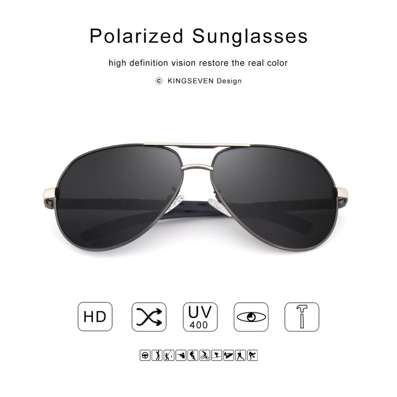 KINGSEVEN Classic Polarized Sunglasses for Men Women Retro Aluminum magnesium