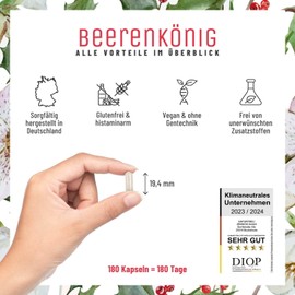 Vitamin C Complex 180 Capsules Natural Vitamin C High Dose from Acerola, Rosehip & Camu Camu - Natural, Vegetable, Vegan and No Additives - 6 Month Supply